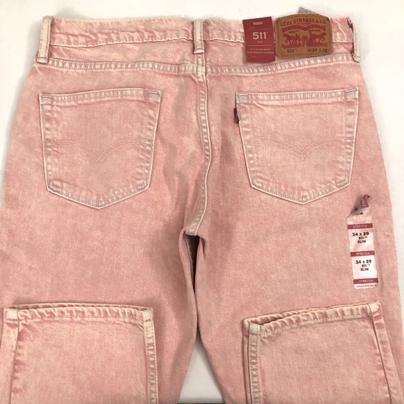 Men’s Levis 511 Sz 34/29 Pink Slim Fit Jeans - Picture 11 of 16